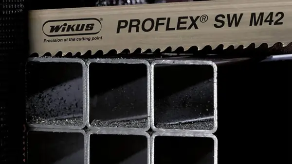 Wikus Proflex M42 bandsaw blade cutting bundled SHS hollow section steel