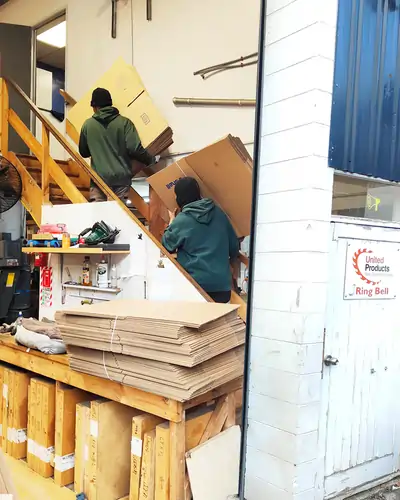 Moving thousands of boxes to hold bandsaw blades upstairs to store